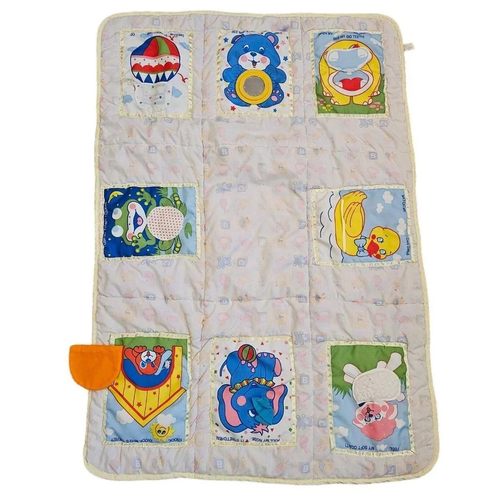 Vintage‎ 80 90s Baby Activity Play Mat Tummy Time Interactive Animals Sensory